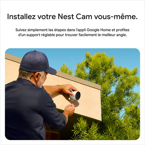 Caméra de surveillance extérieure avec fil de 2e génération Nest Cam de Google avec Gemini - Neige