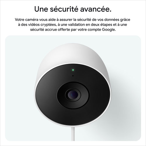 Caméra de surveillance extérieure avec fil de 2e génération Nest Cam de Google avec Gemini - Neige