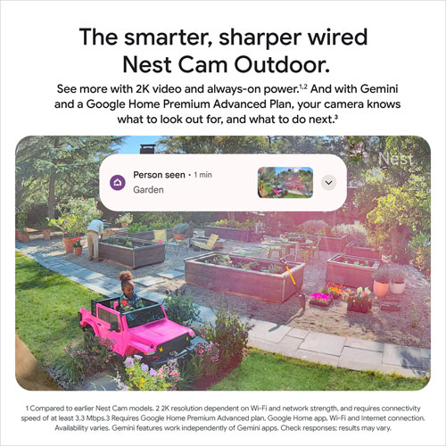 Caméra de surveillance extérieure avec fil de 2e génération Nest Cam de Google avec Gemini - Neige