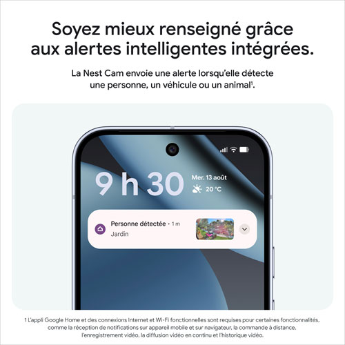 Caméra de surveillance extérieure avec fil de 2e génération Nest Cam de Google avec Gemini - Neige - Paquet de 2