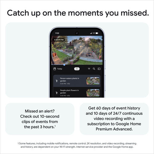 Caméra de surveillance extérieure avec fil de 2e génération Nest Cam de Google avec Gemini - Neige - Paquet de 2