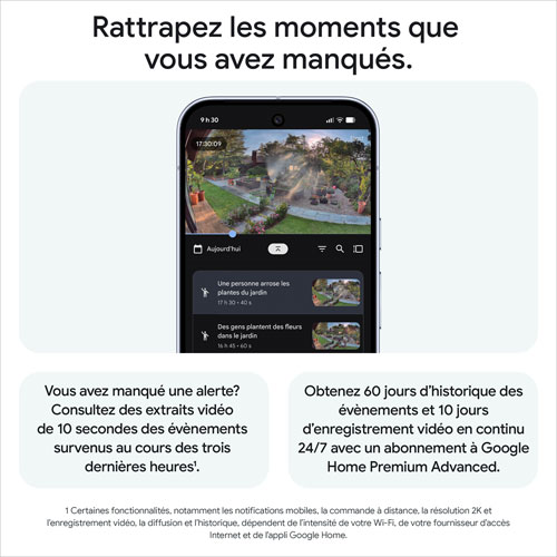 Caméra de surveillance extérieure avec fil de 2e génération Nest Cam de Google avec Gemini - Neige - Paquet de 2