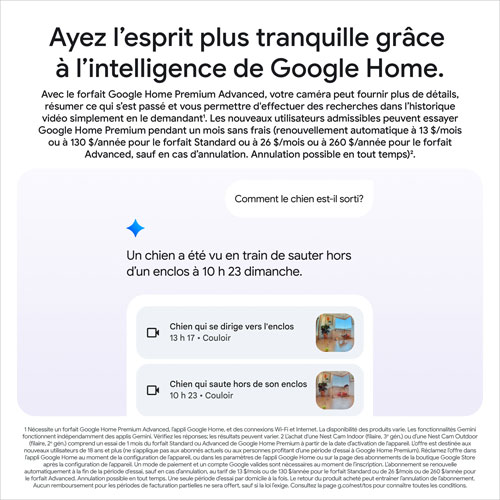 Caméra de surveillance intérieure avec fil de 3e génération Nest Cam de Google avec Gemini - Neige