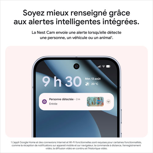 Caméra de surveillance intérieure avec fil de 3e génération Nest Cam de Google avec Gemini - Neige