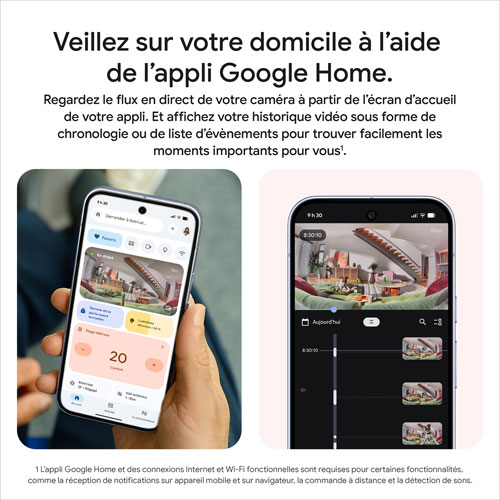 Caméra de surveillance intérieure avec fil de 3e génération Nest Cam de Google avec Gemini - Neige
