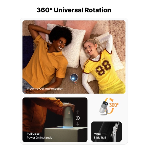 XGIMI MoGo 4 Laser - Triple Laser Portable Projector, 1080p HD, Google TV, Built-in Battery, 4K Movie Support, Auto Focus/ Keystone, WiFi/Bluetooth,