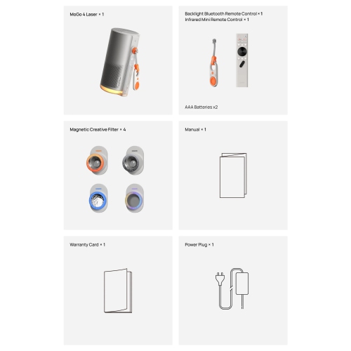 XGIMI MoGo 4 Laser - Triple Laser Portable Projector, 1080p HD, Google TV, Built-in Battery, 4K Movie Support, Auto Focus/ Keystone, WiFi/Bluetooth,