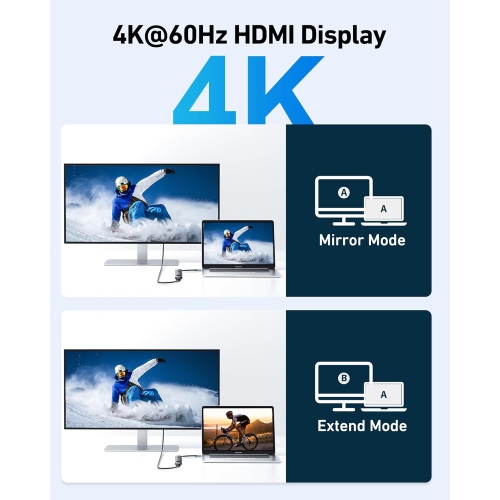 Acer USB C Hub 7-in-1 with 4K HDMI, 100W PD, USB 3.0 Ports, SD Card Reader for MacBook, Surface, XPS