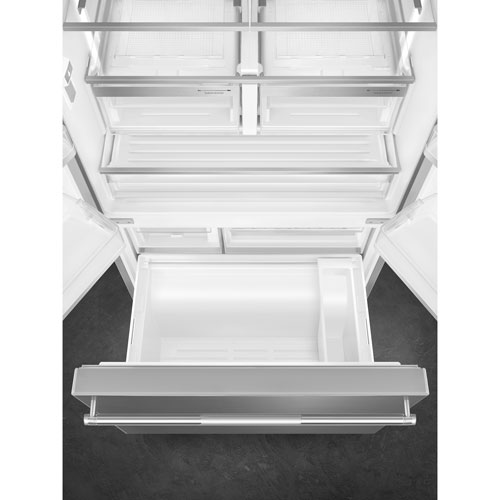Smeg 36" 20.5 Cu. Ft. French Door Refrigerator with Water & Ice Dispenser (FD36UXIW) - Stainless Steel