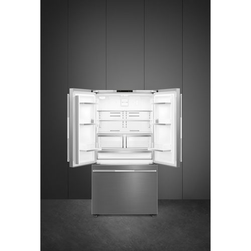 Smeg 36" 20.5 Cu. Ft. French Door Refrigerator with Water & Ice Dispenser (FD36UXIW) - Stainless Steel