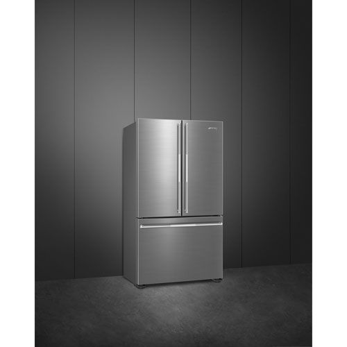 Smeg 36" 20.5 Cu. Ft. French Door Refrigerator with Water & Ice Dispenser (FD36UXIW) - Stainless Steel