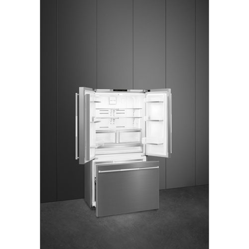 Smeg 36" 20.5 Cu. Ft. French Door Refrigerator with Water & Ice Dispenser (FD36UXIW) - Stainless Steel