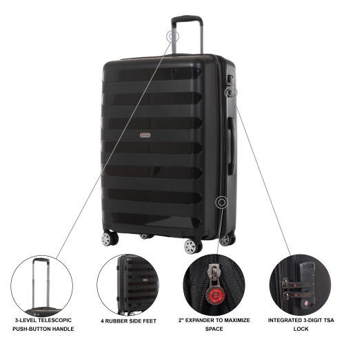 AIR CANADA EERIE 2-Piece Hardside Luggage Set – 24-Inch Checked Luggage & Carry-On Suitcase