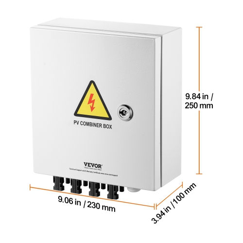 Boîtier de combinaison VEVOR 4 à cordes PV, boîtier de combinaison solaire avec disjoncteur 63&nbsp;A à fusible homologué 15&nbsp;A, connecteur