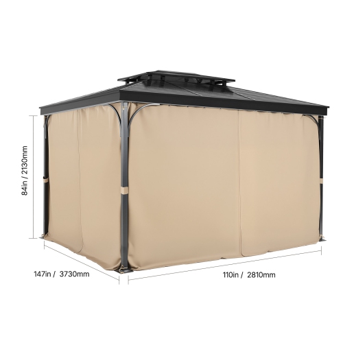 VEVOR 13' x 10' x 7' Gazebo Curtains Outdoor, Gazebos, 4-Panel Sidewall Gazebo Privacy Curtains with Zippers, Outdoor Curtain Replacement for Patio