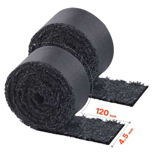 VEVOR 120 x 4.5 in Rubber Mulch for Landscaping, 2 Rolls Recycled Rubber Mulch Mat, Permanent Rubber Pathway, Natural-Looking Black Mulch Garden