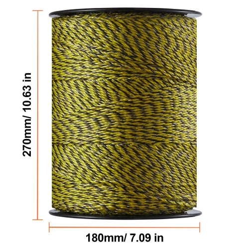 VEVOR 1640Ft Electric Fence Wire, 500M Portable Polywire, 1/8" Diameter 6 Stainless Steel Strands, Fencing Rope Line with 25 Fence Insulators and 25
