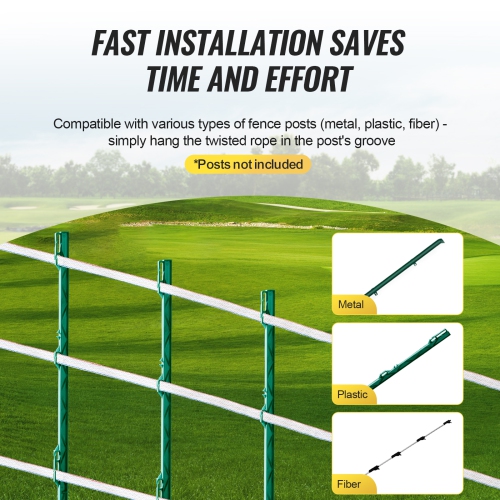 VEVOR 1640Ft Electric Fence Tape, 500M Polytape Fencing Hot Wire, 3/4" Width 6 Stainless Steel Strands for Reliable Conductivity, UV & Rust