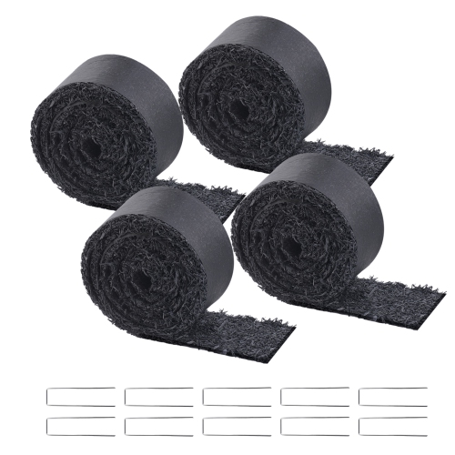 VEVOR 4 Rolls Rubber Mulch for Landscaping, Recycled Rubber Mulch Mat 120 x 4.5 in, Permanent Rubber Pathway, Natural-Looking Black Mulch Garden