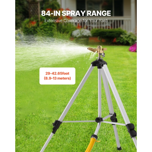 VEVOR 360 Degree Impact Sprinkler on Tripod Base, Heavy Duty Tripod Sprinklers with Brass Head & 3/4" Connector, Large Area Coverage Irrigation