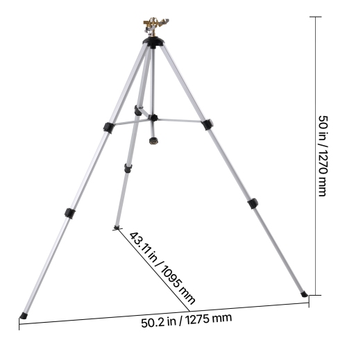 VEVOR 360 Degree Impact Sprinkler on Tripod Base, Heavy Duty Tripod Sprinklers with Brass Head & 3/4" Connector, Large Area Coverage Irrigation