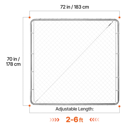 VEVOR 70 x 72 in Chain Link Fence Gate, Adjustable Chain Link Fence Panel, Fit 3 ft x 4 ft (H) Garden Fence Gate Opening, Rust-Resistant Galvanized