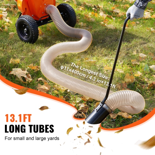VEVOR 4.3 Inch x 13.1 ft Wood Chipper Shredder Mulcher Leaf Vacuum Kit, Heavy Duty Universal Woodchipper Accessory, 4 inch Diameter for Large Volume