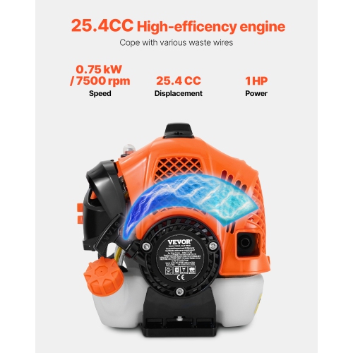 VEVOR 16.9" String Trimmer, 25.2CC 2-Stroke, Gas Powered Weed Wacker, Cordless Grass Trimmer, Multi-Functional Lawn Edger with Shoulder Strap & 3T