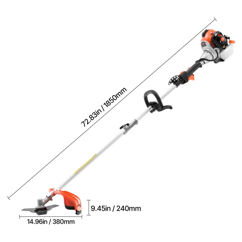 VEVOR 16.9" String Trimmer, 25.2CC 2-Stroke, Gas Powered Weed Wacker, Cordless Grass Trimmer, Multi-Functional Lawn Edger with Shoulder Strap & 3T
