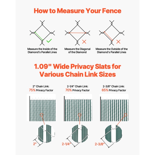 VEVOR 4' High Bottom Locking Privacy Slats, Double-Wall Vertical Bottom-Locking Slats for Chain-Link Fence, High-Density HDPE Chain Link Slats