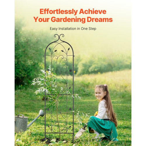 VEVOR 60 x 15 in Garden Trellis for Climbing Plants, 2 Packs Rustproof Metal Garden Flower Trellis, Outdoor Climbing Rose Trellis Cucumbers Support,