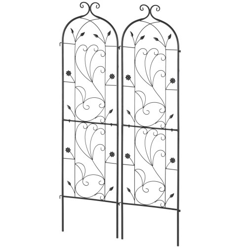 VEVOR 60 x 15 in Garden Trellis for Climbing Plants, 2 Packs Rustproof Metal Garden Flower Trellis, Outdoor Climbing Rose Trellis Cucumbers Support,