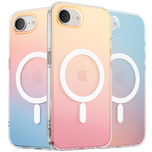 Étui magnétique ORNARTO pour iPhone 16e（2025） 6,1&nbsp;po Compatible avec MagSafe, couverture holographique iridescente, étui de téléphone