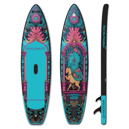 Image 1 of 4.. WINGOMART 11FT x 33" Super Wide Inflatable Stand Up Paddle Board, Ultra Stable Wide SUP Up to 2 people/375LB Fully equipped w/ Premium SUP