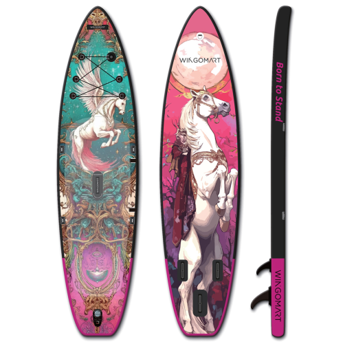 Image 1 of 4.. WINGOMART 11FT x 33" Super Wide Inflatable Stand Up Paddle Board, Ultra Stable Wide SUP Up to 2 people/375LB Fully equipped w/ Premium SUP