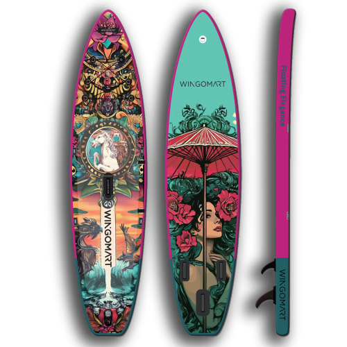 Image 1 of 4.. WINGOMART 11FT x 33" Super Wide Inflatable Stand Up Paddle Board, Ultra Stable Wide SUP Up to 2 people/375LB Fully equipped w/ Premium SUP