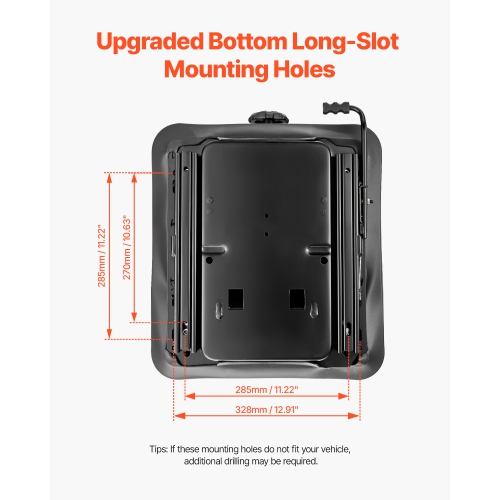 VEVOR 6in Seat Suspension Kit With Slider Track, Air Ride Seat Suspension with Dust Cover,Front-to-Back Adjustable, Tractor Seat Suspension ‎Kit for