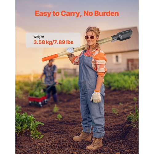 VEVOR 57.5-Inch Post Hole Digger, Post Hole Digger with Wood Handle, Manual Hole Digger with Scale Markings and Metal Blade, Post Hole Digger Tool