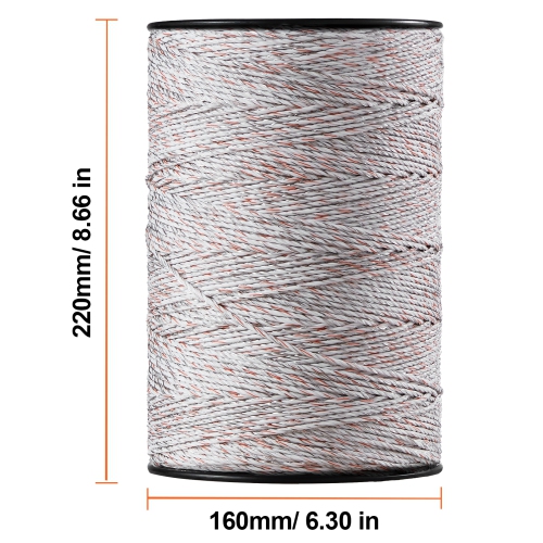 VEVOR 2625Ft Electric Fence Wire,800M Polywire, 3/32" Diameter 9 Mixed Metal Strands for Reliable Conductivity and UV,Rust Resistance, Fencing Rope