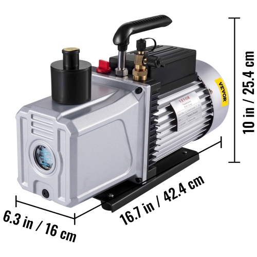 VEVOR 12CFM Vacuum Pump,1 HP Single Stage Air Conditioning Pump, 110V 5PA Ultimate Vacuum Refrigerant, HVAC Air Tool Rotary Vane, for Automobile