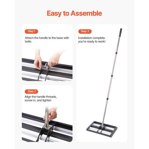 VEVOR 17" x 10" Updated Lawn Leveling Rake with Roller,Stainless Steel Lawn Leveler with 63.4" Adjustable Handle,Yard Leveling Rake,Effort Saving
