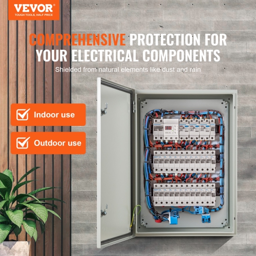 VEVOR 27.6 x 19.7 x 9.8 in Cold Rolled Steel Electrical Enclosure Box, Wall-Mounted Outdoor Electronic Equipment Enclosure with Mounting Plate,