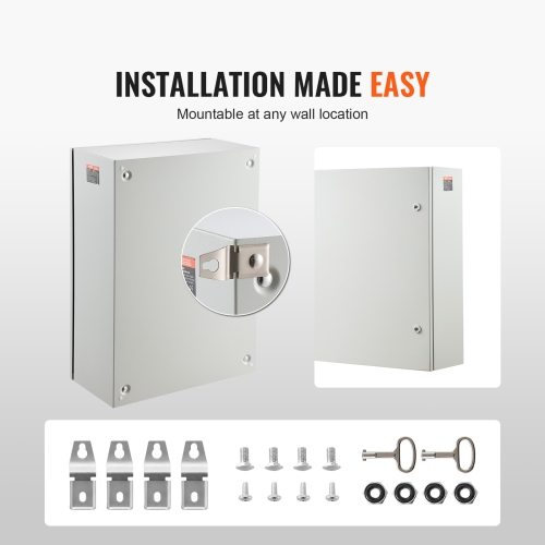VEVOR 27.6 x 19.7 x 9.8 in Cold Rolled Steel Electrical Enclosure Box, Wall-Mounted Outdoor Electronic Equipment Enclosure with Mounting Plate,