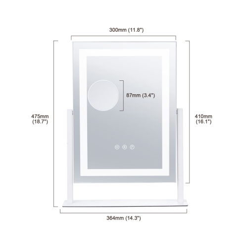 VEVOR 16.1x11.8 in Vanity Mirror with Lights, Three Color Lighting Modes, Lighted Makeup LED Mirror, and 5X Magnification Mirror, Smart Touch