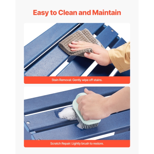 VEVOR 18.7L x 18.9W x 13.8H Inch Adirondack Ottoman Set of 2, HDPE Plastic Folding Adirondack Ottoman, Weather-Resistant Foot Rest for Adirondack