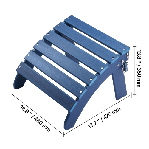 VEVOR 18.7L x 18.9W x 13.8H Inch Adirondack Ottoman Set of 2, HDPE Plastic Folding Adirondack Ottoman, Weather-Resistant Foot Rest for Adirondack