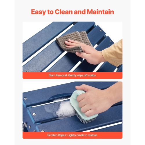 VEVOR 15.7L x 18.9W x 13H Inch Adirondack Ottoman, HDPE Plastic Folding Adirondack Ottoman, Weather-Resistant Foot Rest for Adirondack Chair, Widely