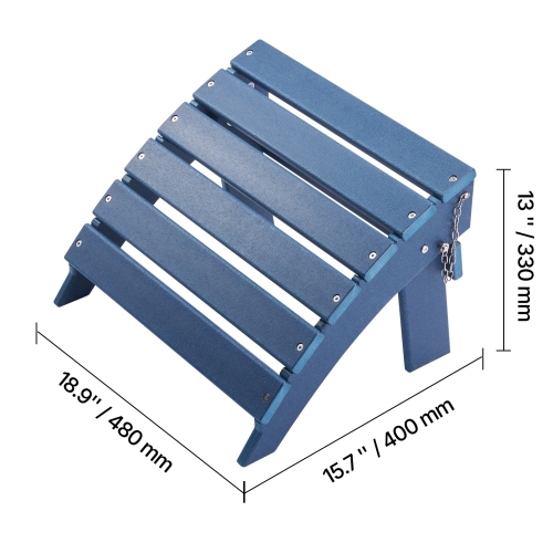 VEVOR 15.7L x 18.9W x 13H Inch Adirondack Ottoman, HDPE Plastic Folding Adirondack Ottoman, Weather-Resistant Foot Rest for Adirondack Chair, Widely