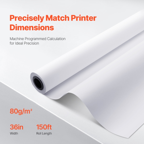 VEVOR 36 in x 150 ft Wide Format Plotter Paper, 4 Rolls CAD Bond Rolls with 2 in Core, 20 LB Bond Paper Rolls,for CAD Drawings, Engineering Plans,