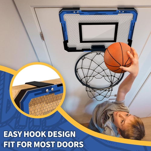 Basketball Hoop Indoor with 3 Balls, Mini Basketball Hoop Suit for Bedroom/Office, Door Basketball Hoop Indoor Toys Gifts for Kids and Adults